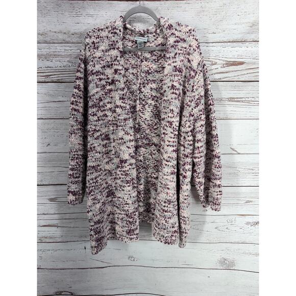 Catherines Women's Knit Purple Pink Open Front Fuzzy Cardigan Size 5X - Picture 1 of 13
